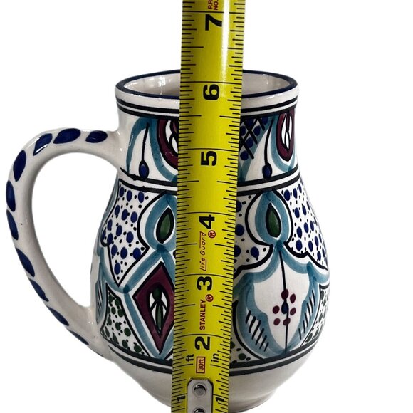 Le Souk Céramique Malika Stoneware Hand Painted Large Mug made in Tunisia 5.75" - Picture 6 of 8